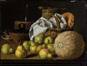 Luis Eugenio Melendez Still Life with Melon and Pears oil painting reproduction